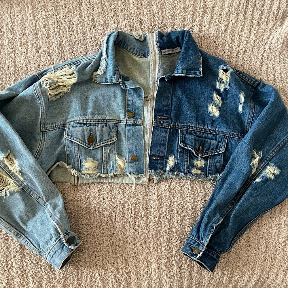 LF Carmar Two Toned Cropped Denim Jacket